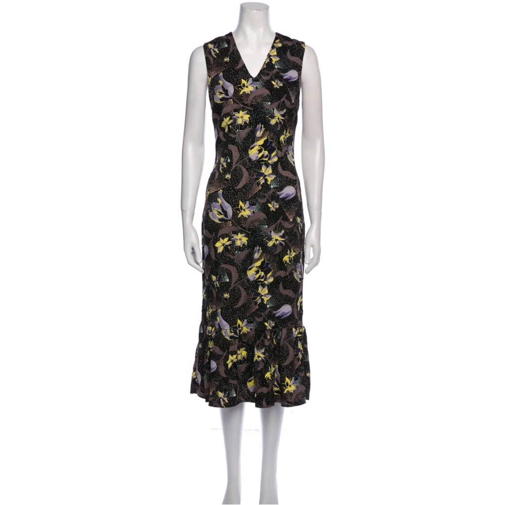 SUNO Ruffle Hem Silk Midi Dress 4 Retail $725